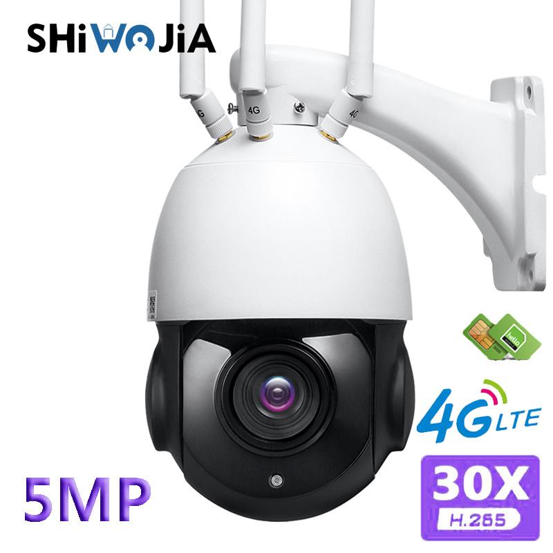 

SHIWOJIA 5MP FHD 30X Optical Zoom IP Camera WiFi 4G SIM Card Outdoor Spherical 360 Degree Surveillance Cam Onvif H.265 Wireless