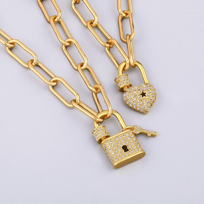 

Men Women Vintage Zircon Lock Pendant Necklace Couple Necklace Fine Jewelry Fashion Pendant Necklaces New Arrival1