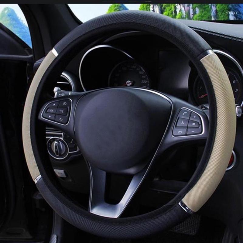 

Car Steering Wheel Covers 37-38cm Universal PU Leather Steering-wheel Cover Automobiles Anti-slip Four Seasons Auto Accessories1