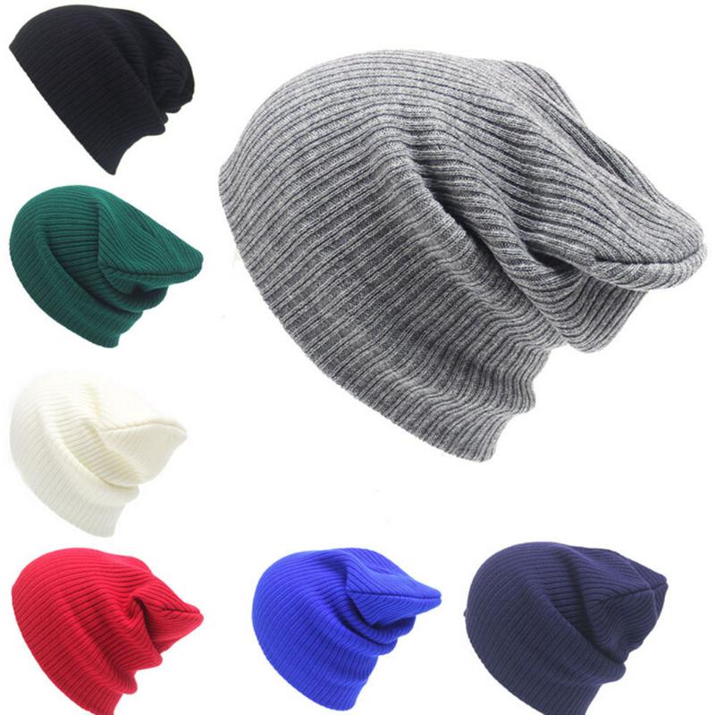 

Casual Men Women Beanie Knit Ski Cap Hip-Hop Cap Beanies Men's Knitted Hat Soild Color Winter Skullies Warm Unisex Wool Hats