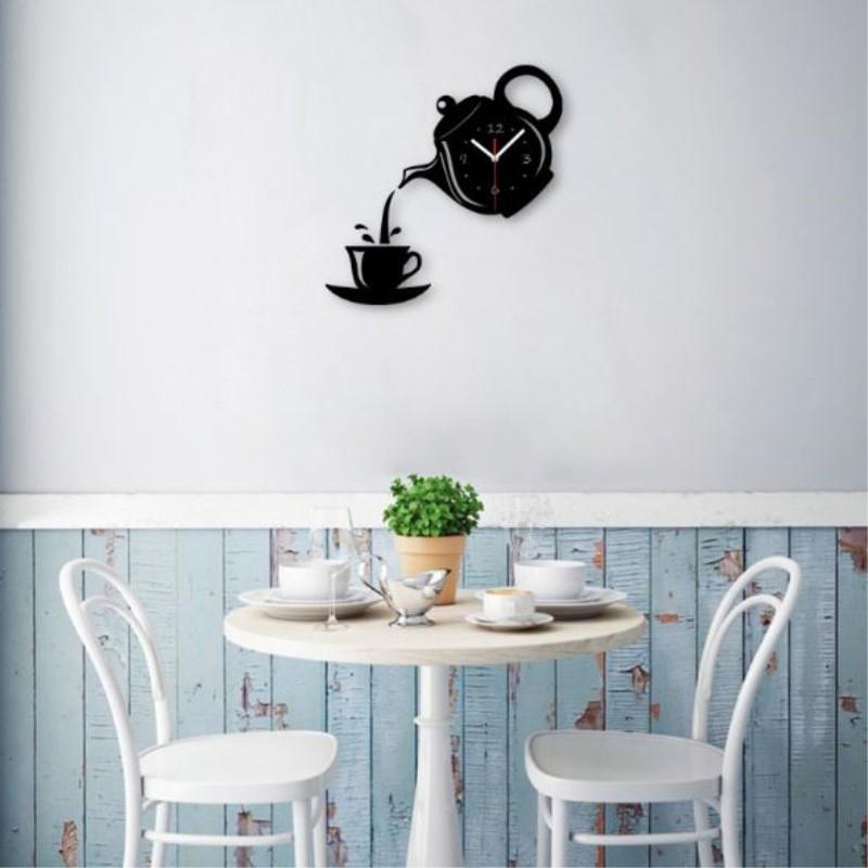

Wall Clock DIY 3D Mirror Wall Sticker Creative Acrylic Teapot Clock Stickers for Home Living Room Bedroom Decor Decoration