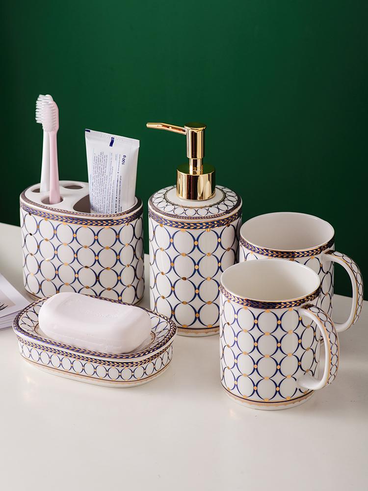 

Nordic simple Circle and dot Bathroom set Ceramic Five-piece set Bathroom suit Accessory