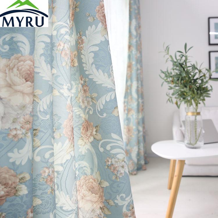 

MYRU American Style Printing Half Shading Curtain for Bedroom and Living Room, Tulle curtain