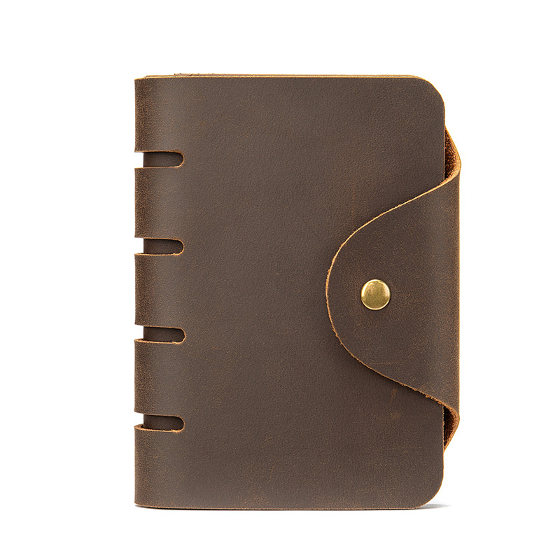 

2020 Short Male Genuine Wallet Mad Horse Leather Holder Driver's Card P80l, Coffee