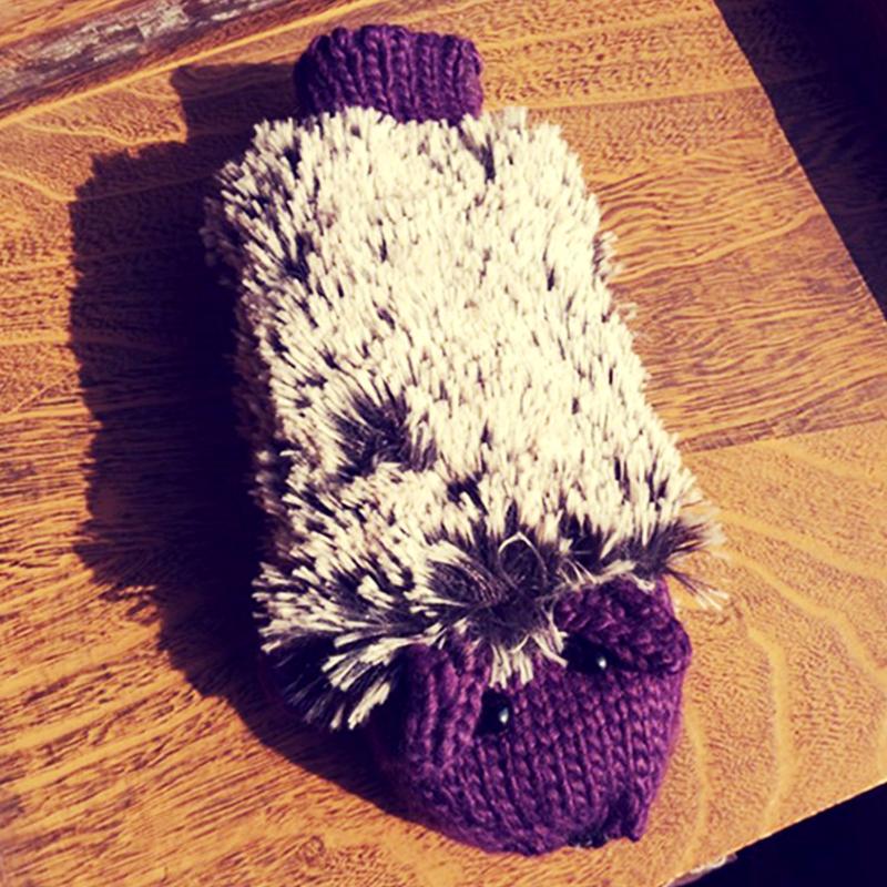 

Lovely Cartoon Hedgehog Gloves Cute Warm Mittens Women Winter Knit Crochet Gloves