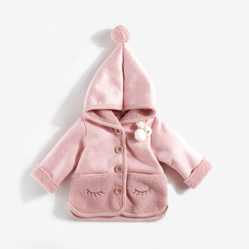 

2021 New Children Warm Winter Hooded Baby Girls Clothes Infant Thicken Veet Parkas Coat Kids Outwear with Rabbit Toy P7go, Sky blue