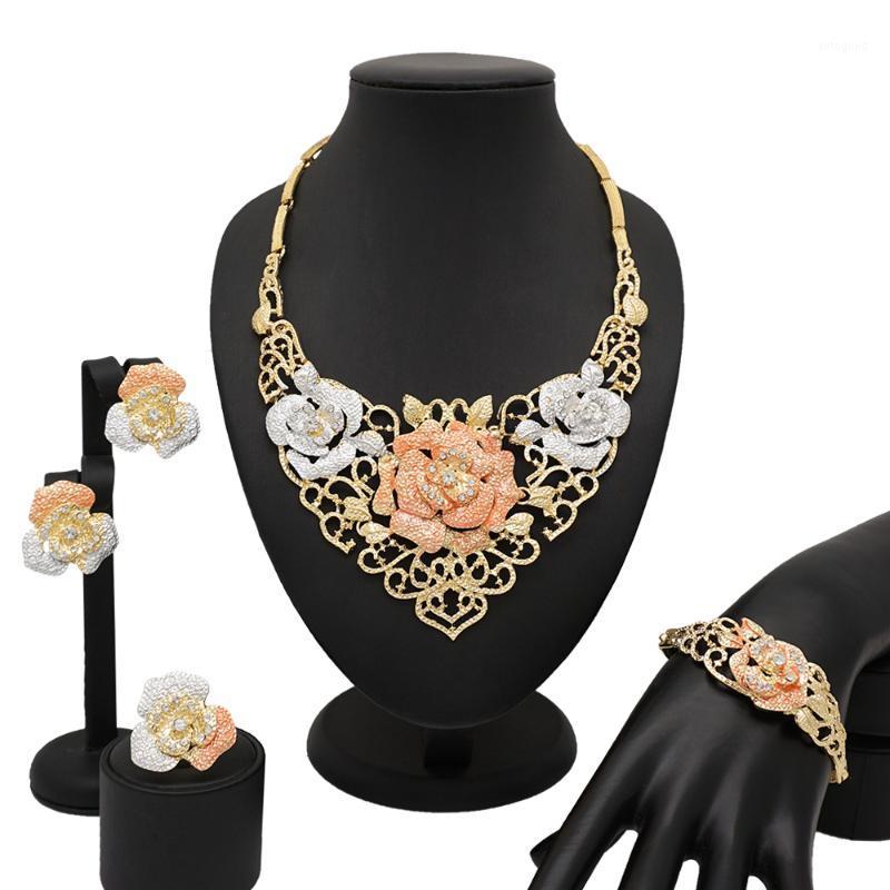 

Earrings & Necklace Fashion Jewelry Sets Nigeria Dubai Gold For Women Africa Bead Bridal Yellow Set Wedding Gifts1, As pic