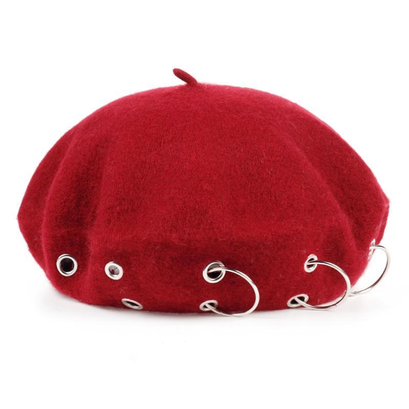 

2021 New Beret Cap Colorful Cashmere Buckle Hat Korean Outdoor Warm Beret Cap Splice Cotton Painter Fall Winter Women Hats, Dark grey