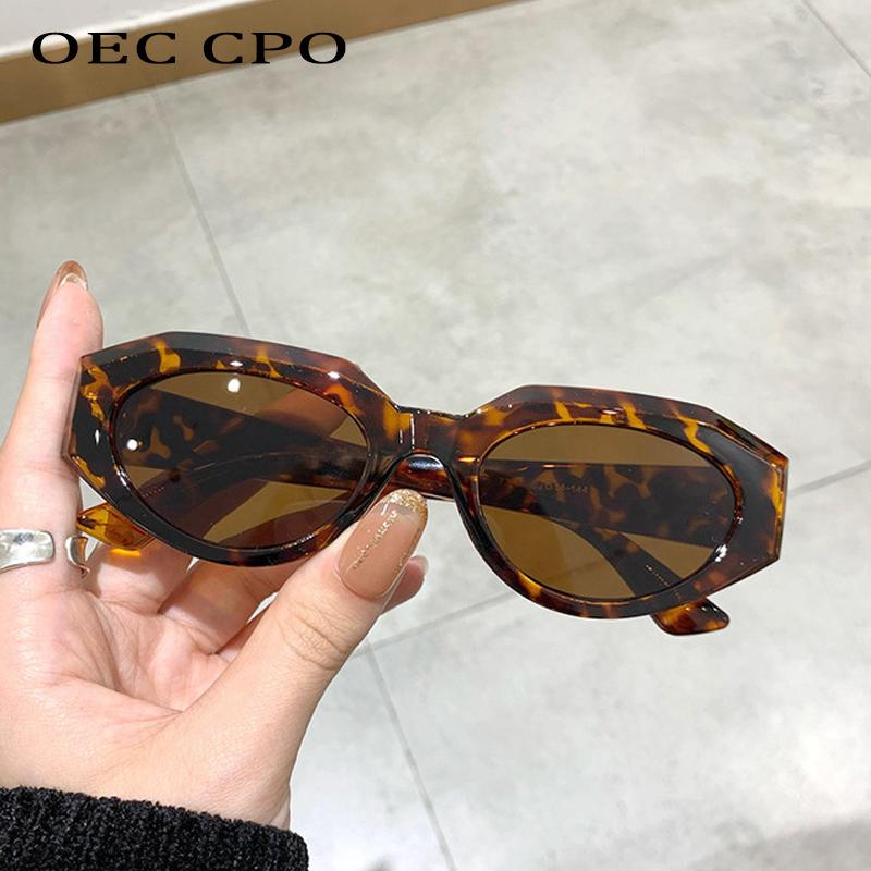 

OEC CPO Punk Cat eye Sunglasses Women Vintage Small Oval Lens Sun Glasses Female Brand Designer Leopard Shades Eyeglasses UV400