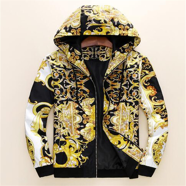 

New Fashion Designer Men Jacket Windbreaker Long Sleeve Mens Floral Jackets Hoodie Clothing Zippe Up Outerwear Coat Plus Clothes, Black;brown