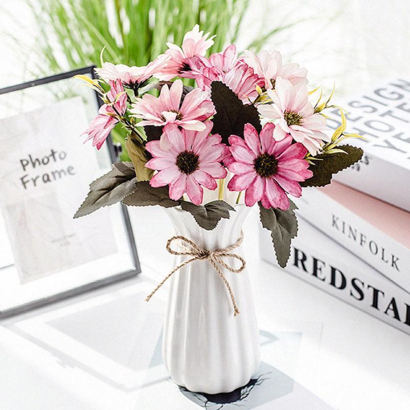 

10 heads Artificial Gerbera Silk Flowers Vintage Literary Daisy Fake Flower Sunflower Wedding Decoration Home Decor Accessories1, Purple flower