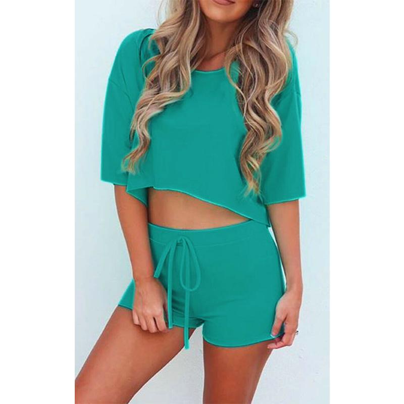 

Women Summer Loose 2 Piece Set Crop Top and Shorts Outfit Short Sport Jumpsuit Women' Yoga sets, Black