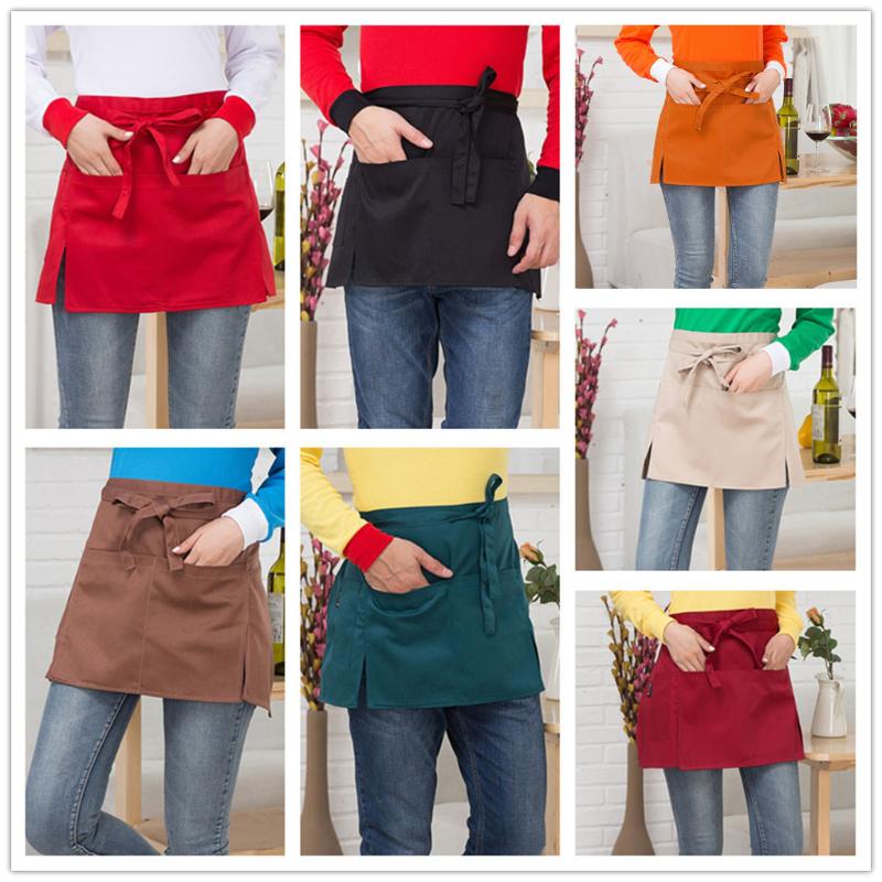 

Multicolor bar pub kitchen hotel restaurant coffee cotton short half waist apron cafe waiter waitress uniform apron kitchen45#