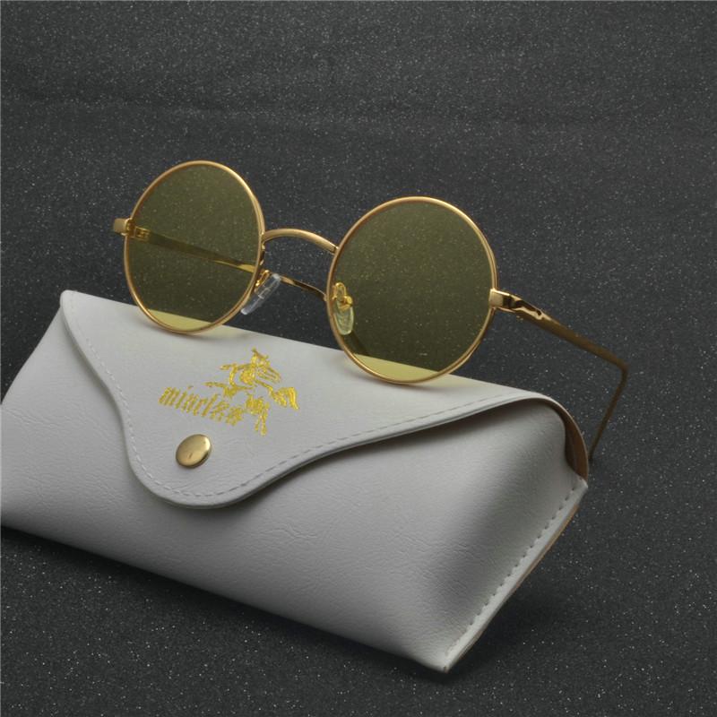 

Sunglasses Classic Retro Round Lens Brand Design Gradient Wrap Metal Frame Eyewear Elegant Candy Color Ladies FML