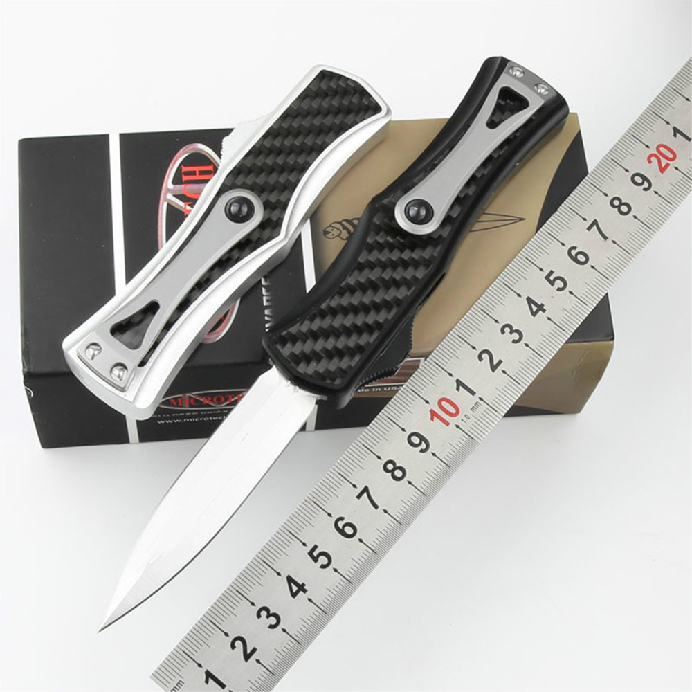 

Wholesale Microtech Goddess Angela outdoor hunting camping knife Carbon fiber + space aluminum handle automatic EDC pocket knife