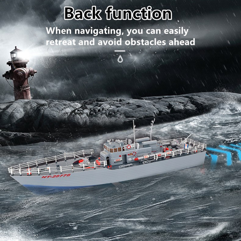 

Electric RC Military Boat Toy Model large size high simulation RC Warship Boat high speed RC Charging speedboat Boat waterproof, Gray