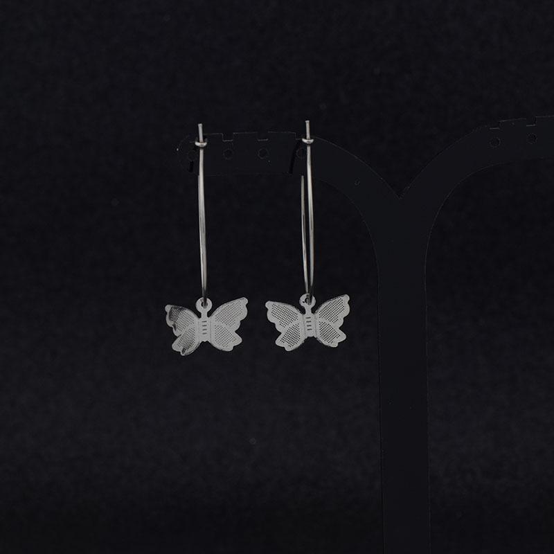 

Stainless Steel Butterfly Earrings Female Large Circle Long Hypoallergenic Clip Ear Girls 2020 Fashion Jewelry Accessories
