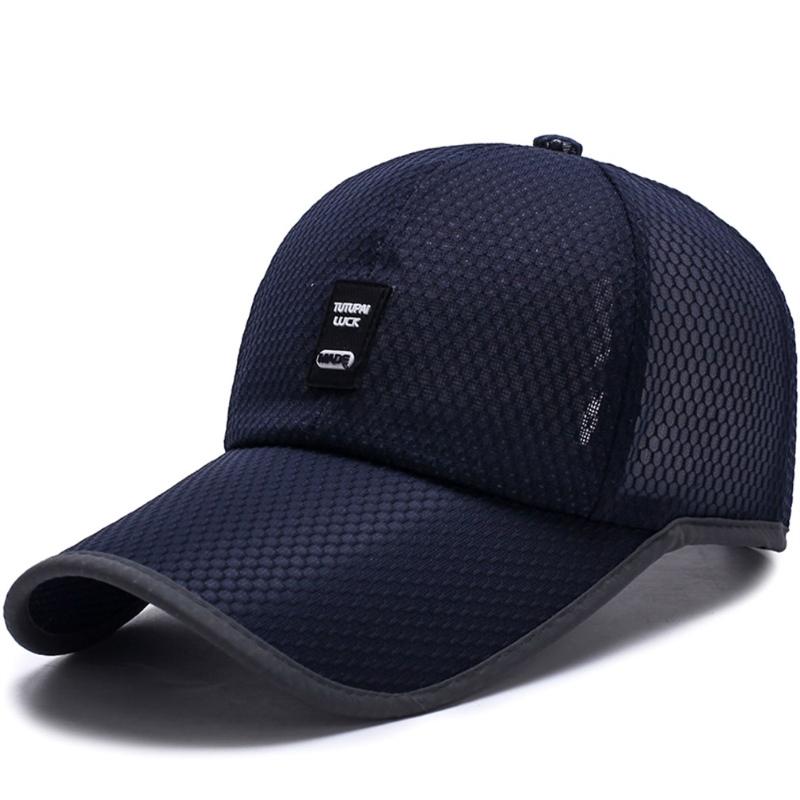 

Summer Men's Mesh cap visor baseball Cap Polyester Fiber Solid Color Sun Shade Male Breathable health Cool Hat, As pic