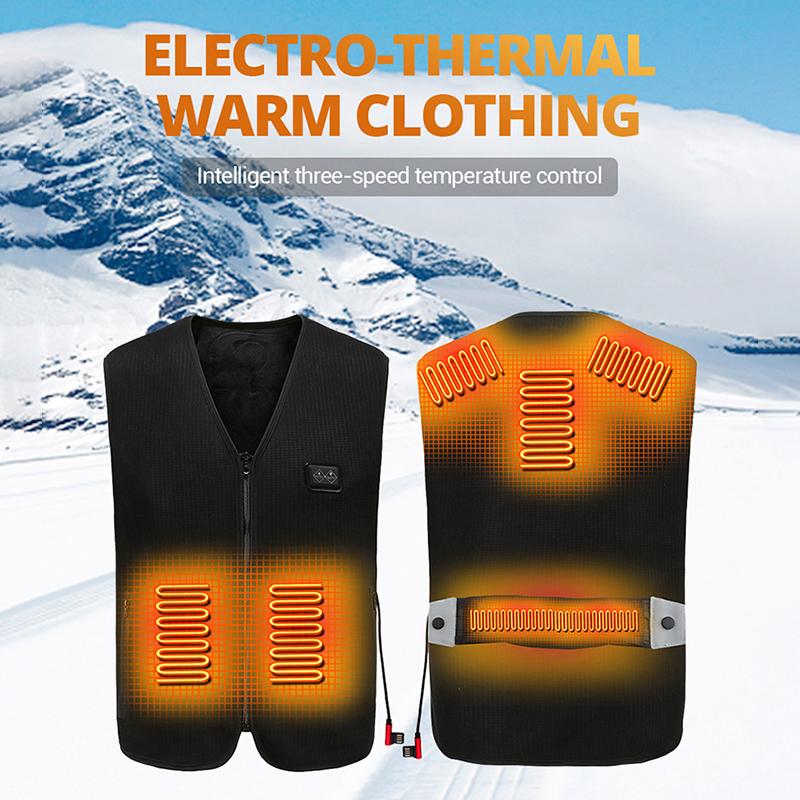

New 6 Places Heated Vest Men Women Usb Heated Jacket Heating Vest Thermal Clothing Hunting Winter Heating Jacket BlackS-3XL, Black
