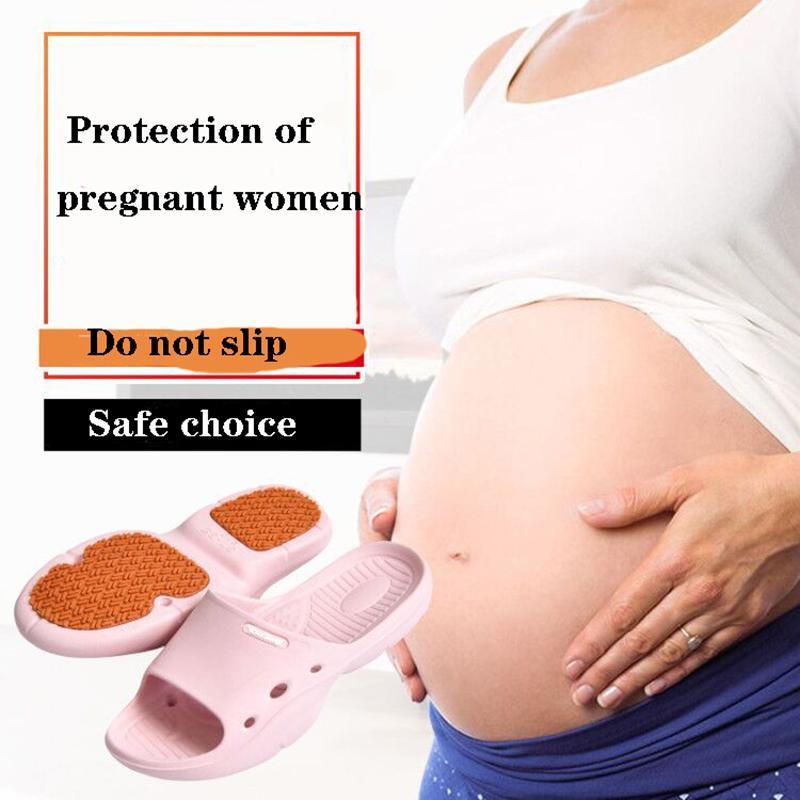 

Summer slippers pregnant women elderly people safe non-slip bathroom shoes female couples home soft thick bottom slippers1, Blue