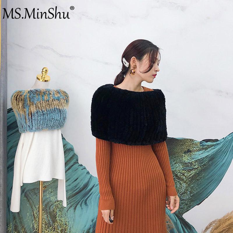 

Elastic real Fur Warmer Luxury Fur Shawl Female Neck Wamer Real rex Shawl Fashion Genuine rex Scarf Women