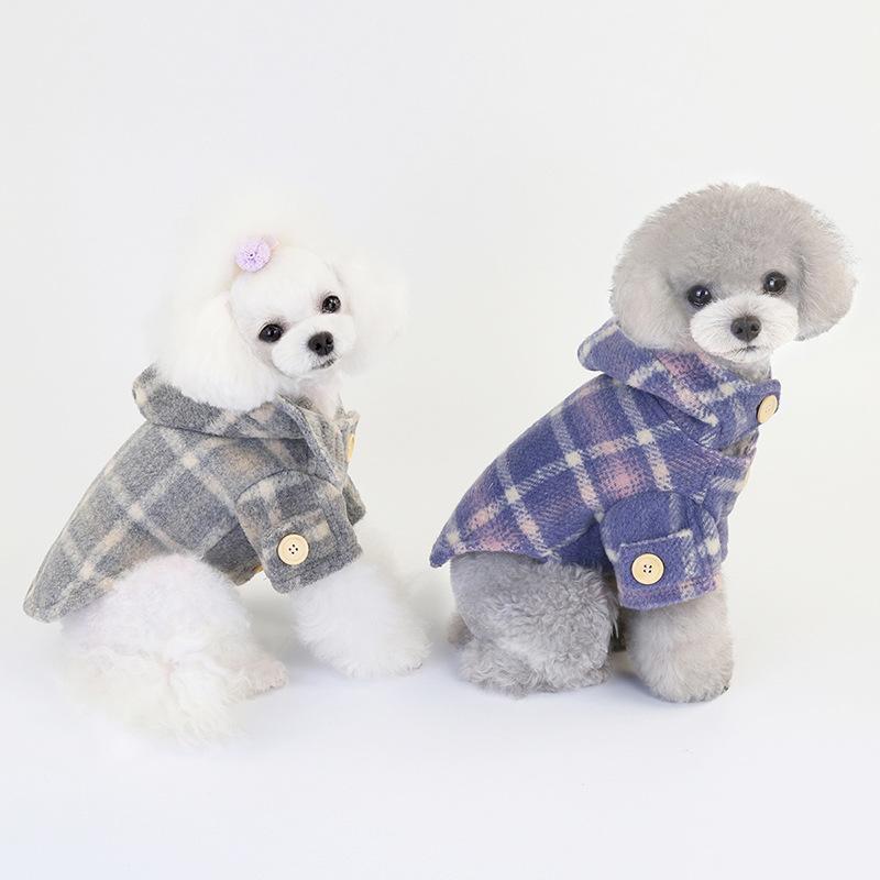 

Pet Clothing Dog Clothes Autumn And Winter Clothing Plaid Windbreaker Winter Warm Cotton Coat1