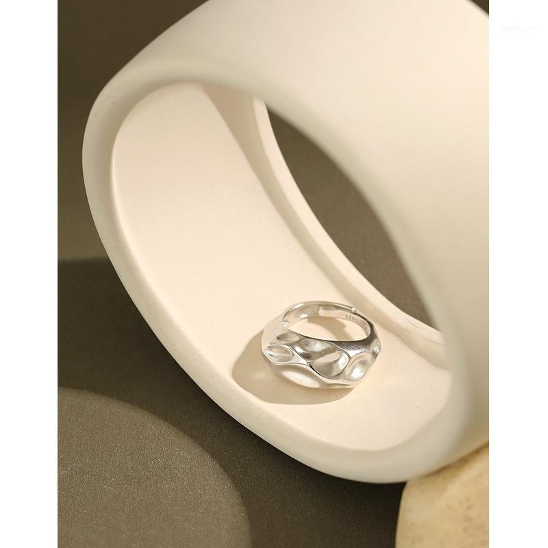 

SHANICE S925 sterling silver open ring ins design sense irregular concave and convex For Women Young Girl Child Gifts Adjustable1