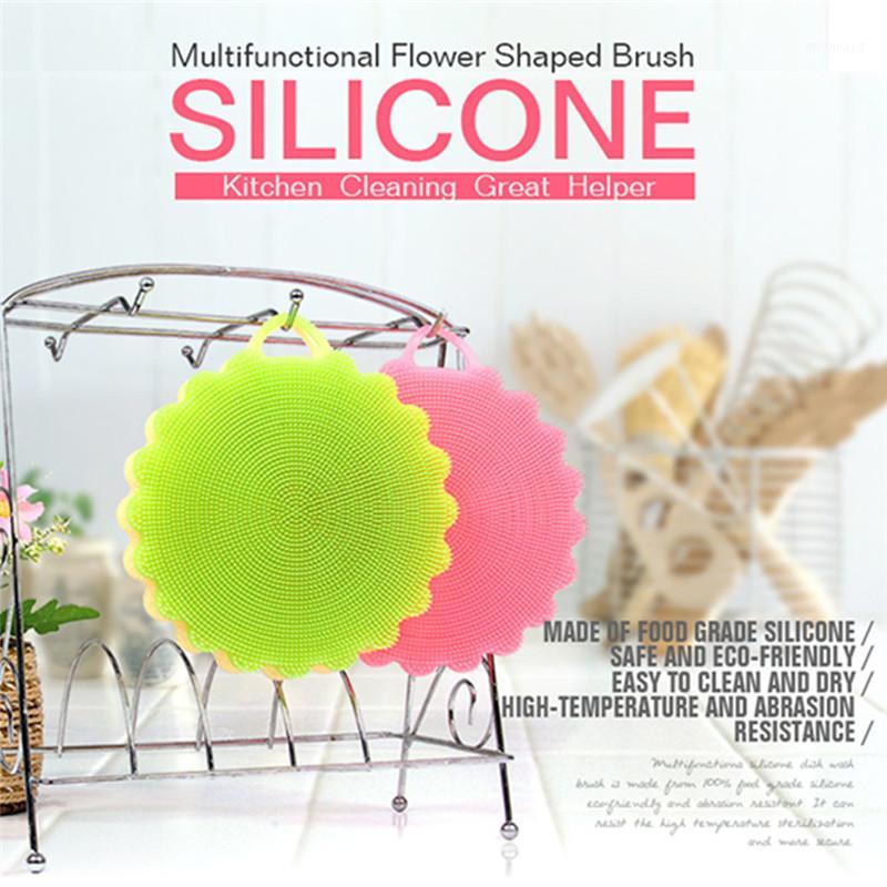 

Wholesale- Clean Kitchen Tool Silicone kitchen sponge cleaning sponge bathroom scrubber antibacterial sponge1