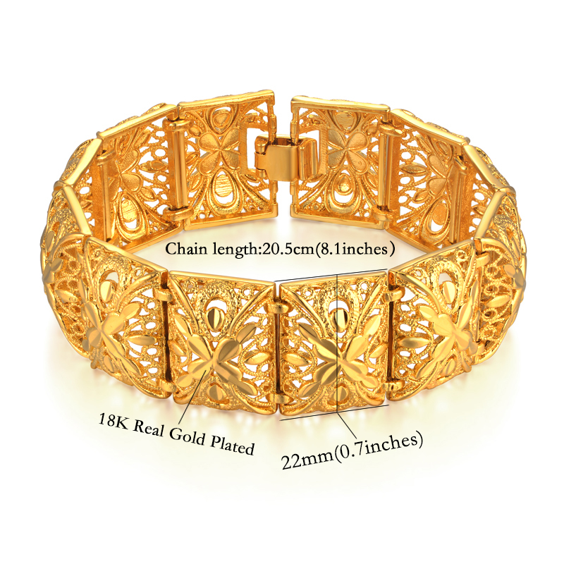Womens Bracelet Gold Color Chunky Bracelets Wholesale Braslet Hollow