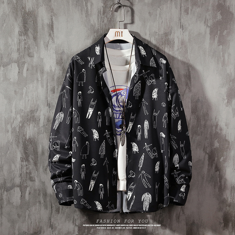 

2021 New Men's Fashions Autumn Spring Long Sleeves Big Size -5xl 6xl 7xl Hawaiian Beach Casual Floral Shirt for Man 7fec, Cat