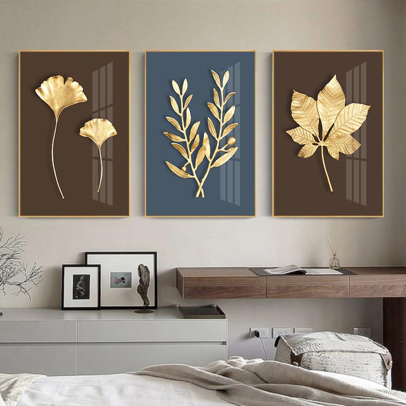 

Abstract Modern Nordic Gold Leaves Wall Art Pictures and Canvas Prints Poster Room Home Decoration
