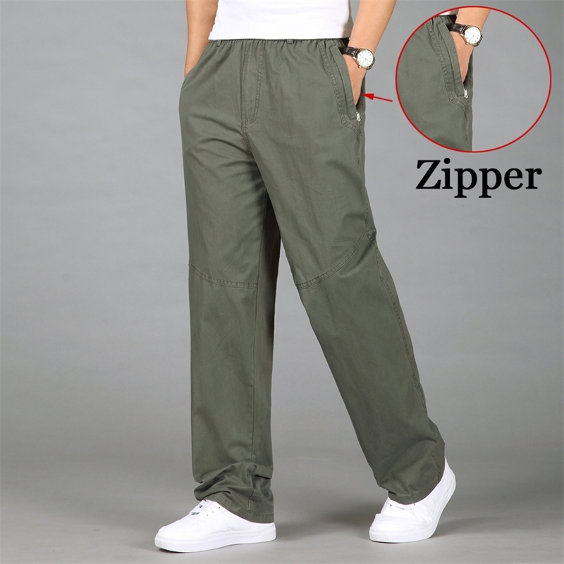 

Fashion Men Pants Casual Cotton Long Pants Straight Joggers Male Fit Plus Size 5XL 6XL Luxury Business Summer Trousers Men 201113, Green