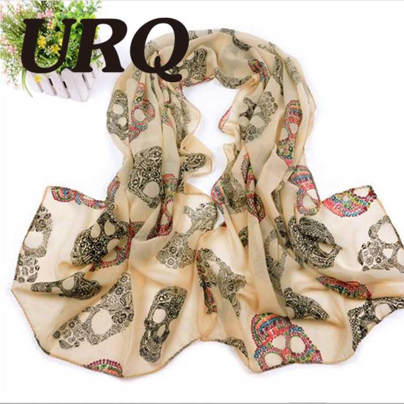 

2020 new design colored diamond skull printed lady chiffon silk scarves 70*160cm R7A16100