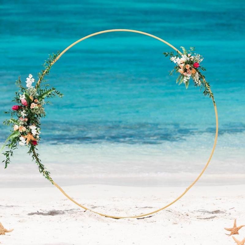 

Circle Wedding Arch Artificial Flower Shelf Background Decoration Props Babyshower Birthday Party Balloon Iron Stand Arch Frame