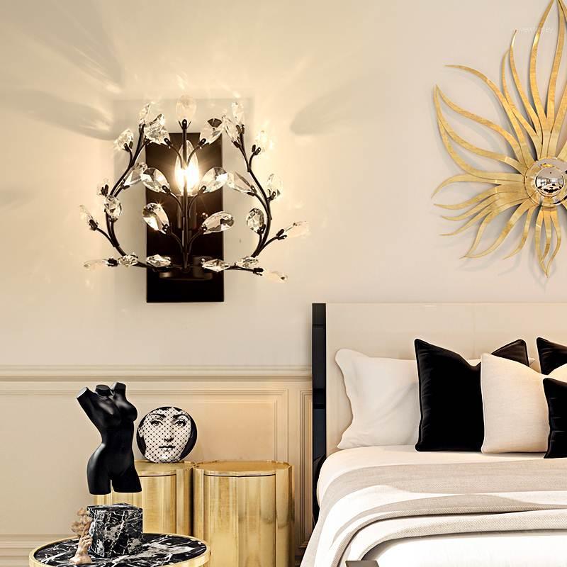 

E14 Wall Sconce Crystal Wall Light Simple And Creative Bedroom Bedside Lamp Crystal Lights Gold/Sliver For Home Ligting1