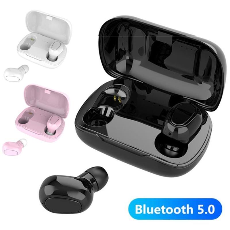 

Twins Mini Earphones Wireless Bluetooth V5.0 In Ear Earbud Noise Cancelling Headset With Charging Case For Cellphones, Pink