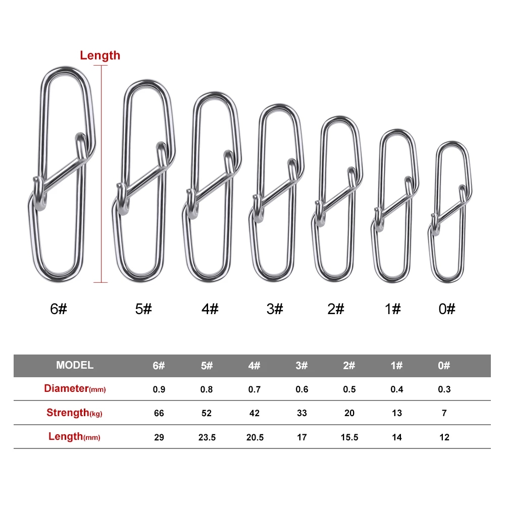 100PCS/BAG Fishing Diamond Snap Connector Fishing Barrel Swivel Hooked Safety Snaps Pins Fish Tackle Accessories-image-609950198