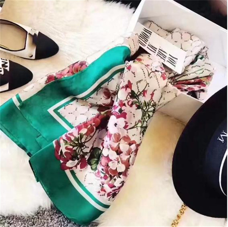 

Pure silk womens scarfs Floral shawl wrap autumn and winter Fashion silk scarves classic long suquar ladies soft