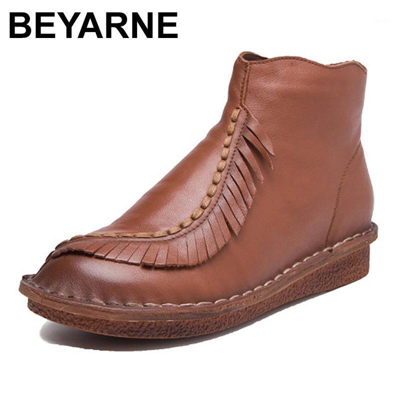 

BEYARNE Fashion Soft Comfortable Low Heel Flat Shoes 2020 Autumn Genuine Leather Women Ankle Boots Zipper Casual Short Boots1, Black