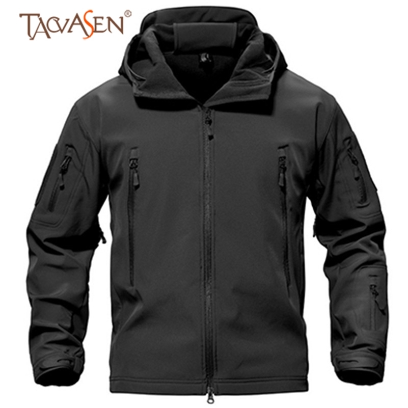 

TACVASEN Fleece Tactical Jacket Men Waterproof Softshell Jacket Windproof Hunting Jackets Hiking Clothes Outdoor Heated Jacket 201114, Gray