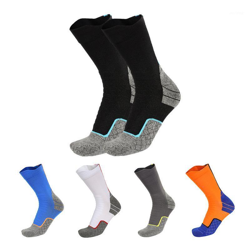 

Sports Socks Men Stretch Terry Knee-Hight Towel Bottom Sweat-Absorbent Breathable Quick-Drying Running Basketball Trend Socks1, Black