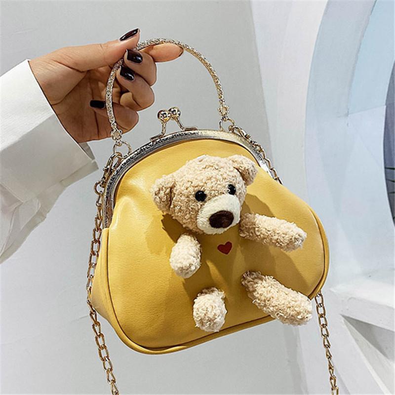 

Cute Bear Women Shoulder Bags Ladies Handbag Women Messenger Bag Ladies PU Leather Phone Bag Crossobdy Bags Bolsas Femininaf, Black