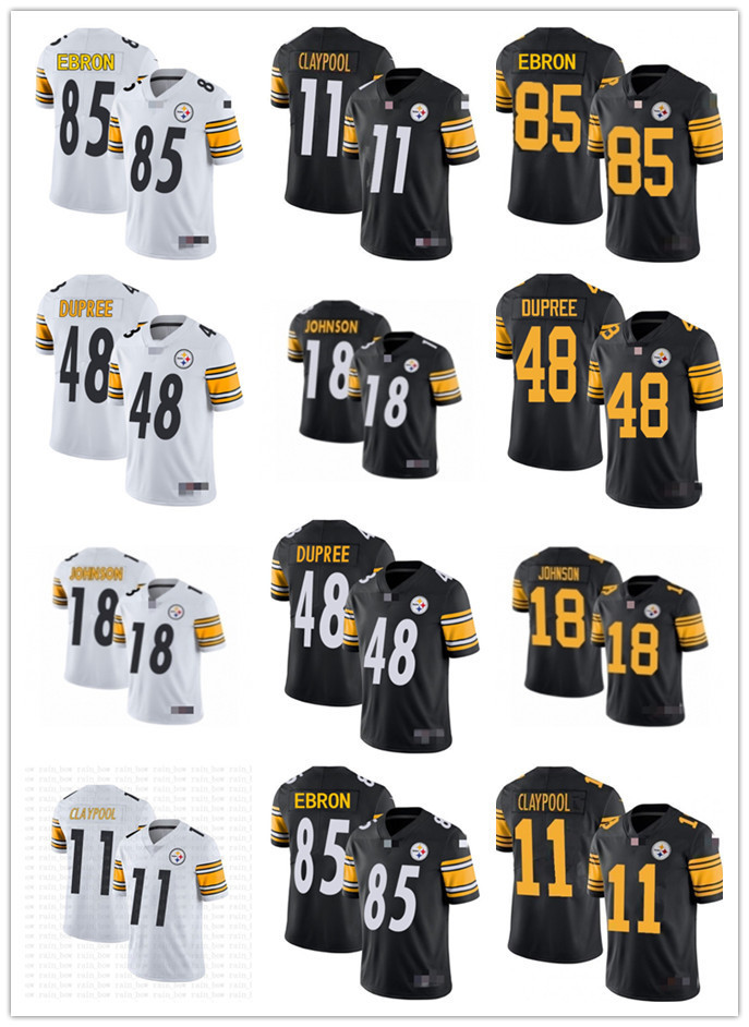 

Mens Womens Youth PittsburghSteelers11 Chase Claypool 85 Eric Ebron 18 Diontae Johnson 48 Bud Dupree Black White Football Jersey, Colour