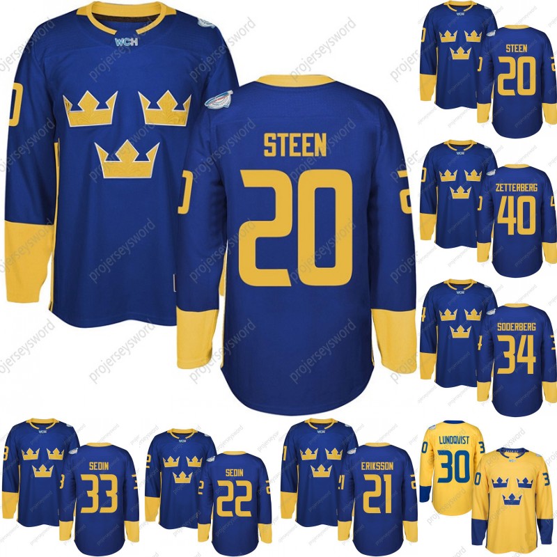 

2016 World Cup Team Sweden Hockey Jerseys Lehner Kronwall Hagelin Karlsson Hornqvist Zetterberg Sooerberg Sedin World Cup hockey Jersey, 34 sooerberg yellow