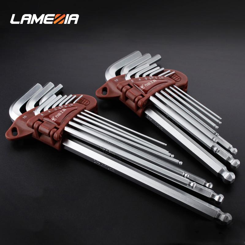 

LAMEZIA 9pcs Alloy Allen Key Hexagon socket Wrench Tools Hexagonal Ball End Spanner