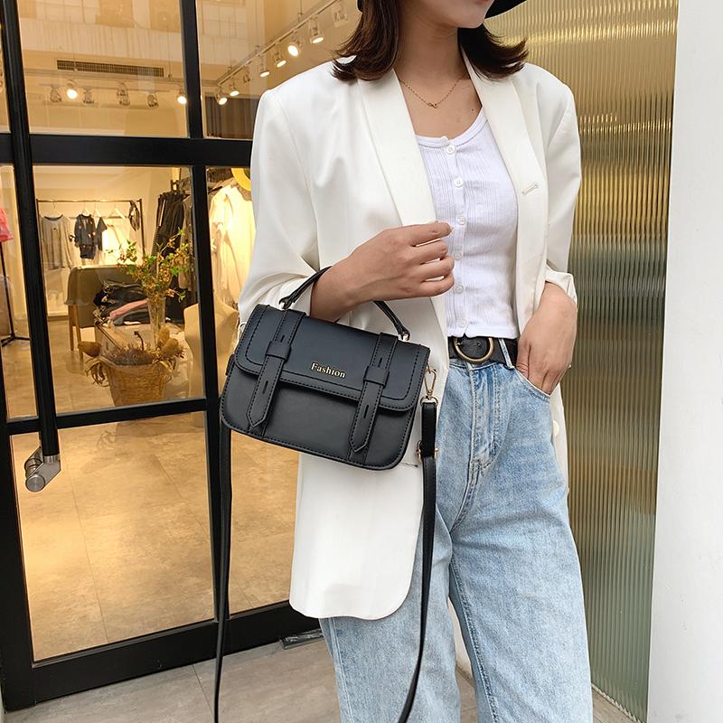 

fashion solid color PU leather lady handbag crossbody bags for women shoulder bag purses and handbags sac a main, Black