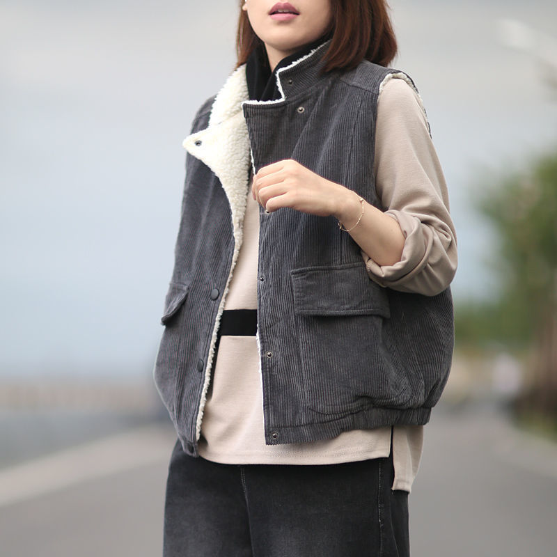 

2021 New Autumn women Vintage velvet vests blazers sleeveless collar Solid female pockets y167 X9HM, Lvse