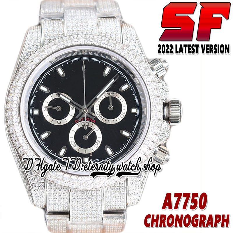 

2022 SF V2 116509 ETA 7750 SA7750 Chronograph Automatic Mens Watch 116520 Black Dial 904L Stainless Case Iced Out Diamonds Bracelet Eternity Jewelry Watches 116508, Watch waterproof cost
