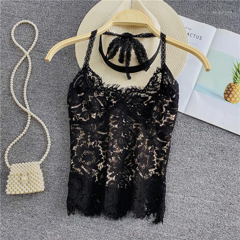 

waistcoat for women's wear with spring and autumn hanging neck white top for slim fitting and sleeveless lace bottoming1, See chart