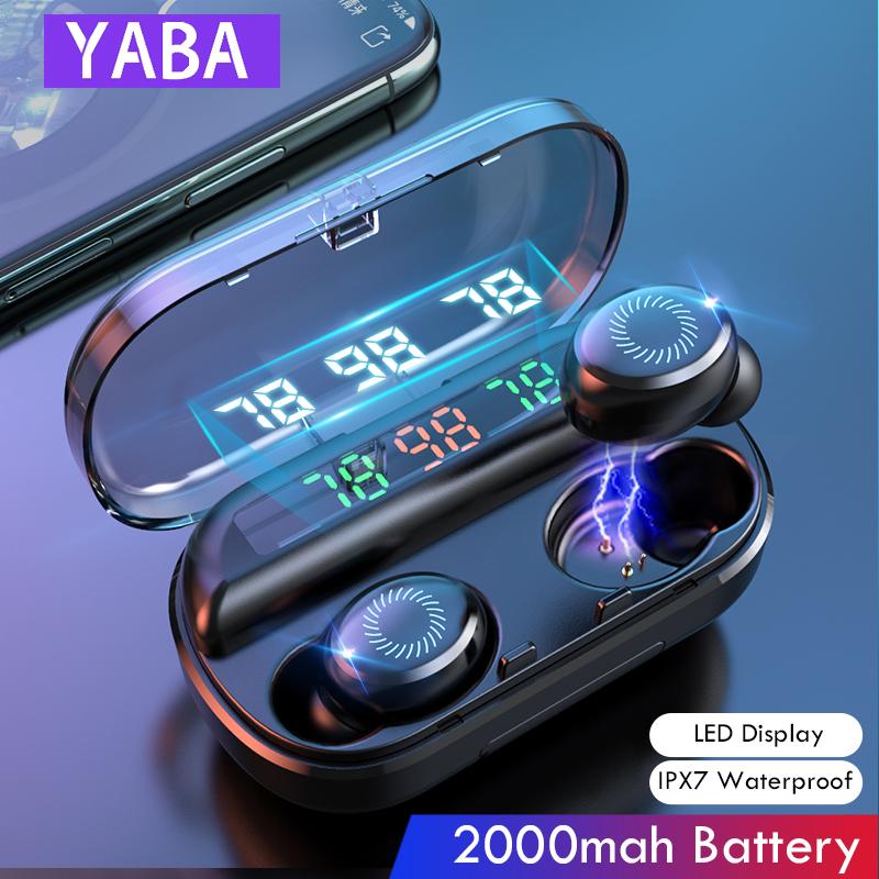 

YABA V10 8D Wireless Earphone Bluetooth headphones Sports Earbuds LED Display Touch Control HIFI Stereo Headset with Mic, Black